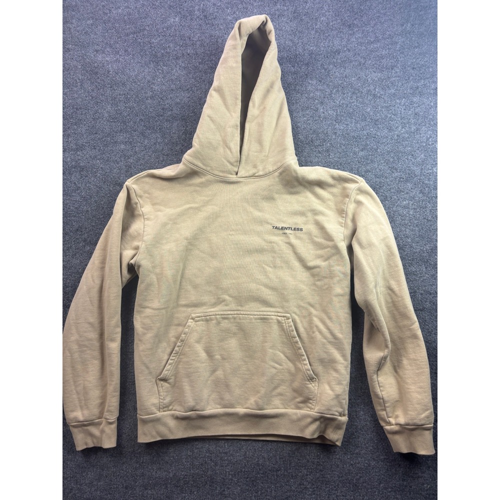 Talentless Hoodie Mens Medium Tan Circle Back Logo Pullover Sweatshirt